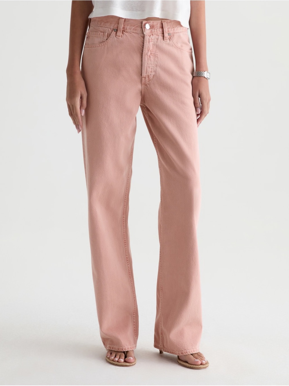 AG Adriano Goldschmied Slim Straight Jeans in Dusty Rose